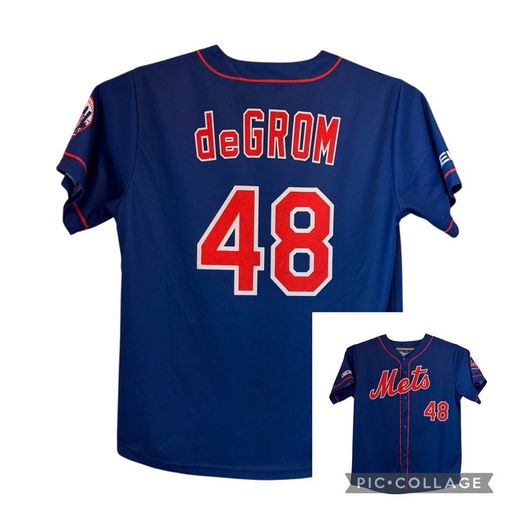 New York Mets Jacob deGrom 48 Baseball Jersey Shirt Blue XL Promotion SGA‎ READ